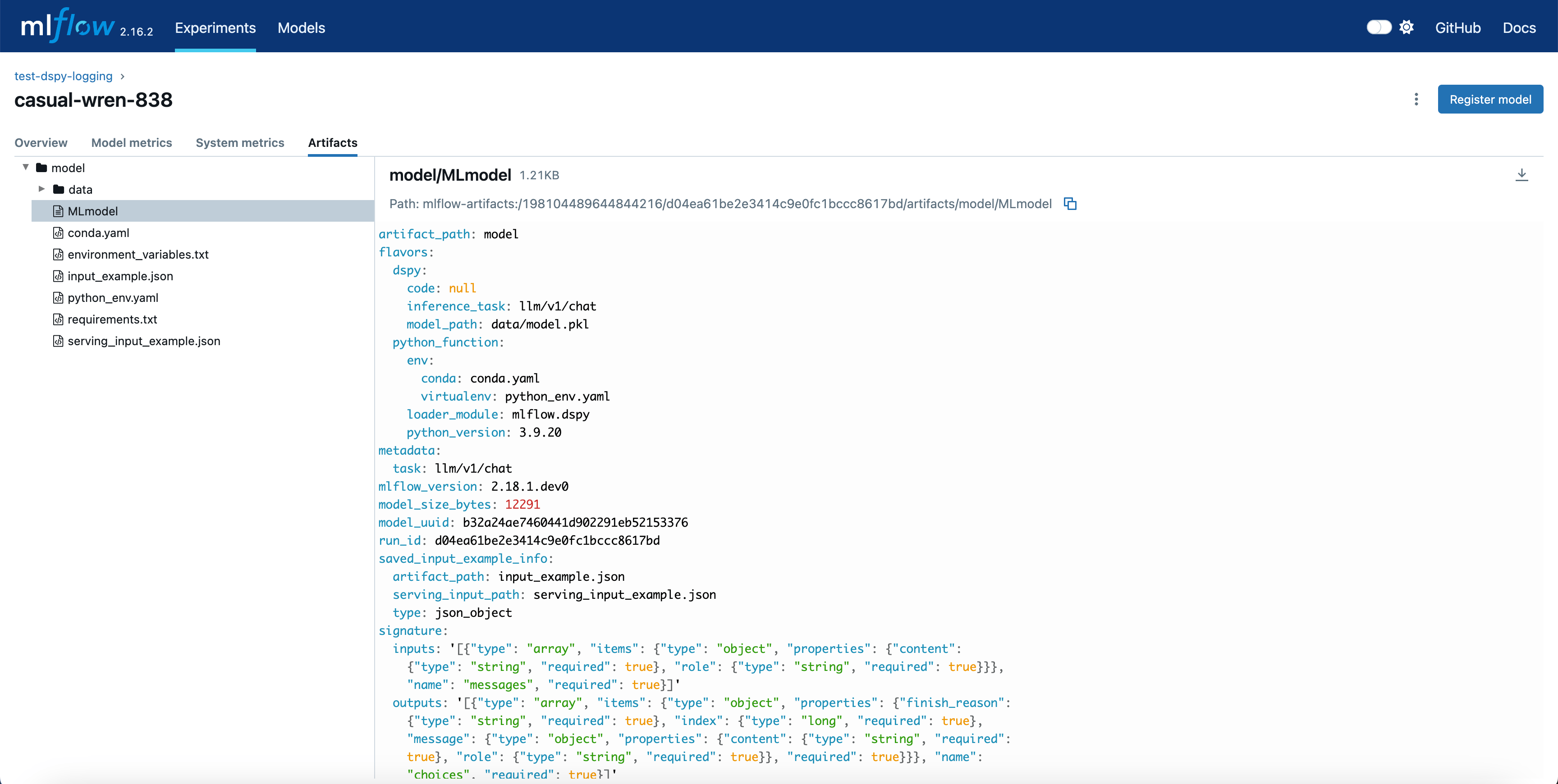 MLflow UI
